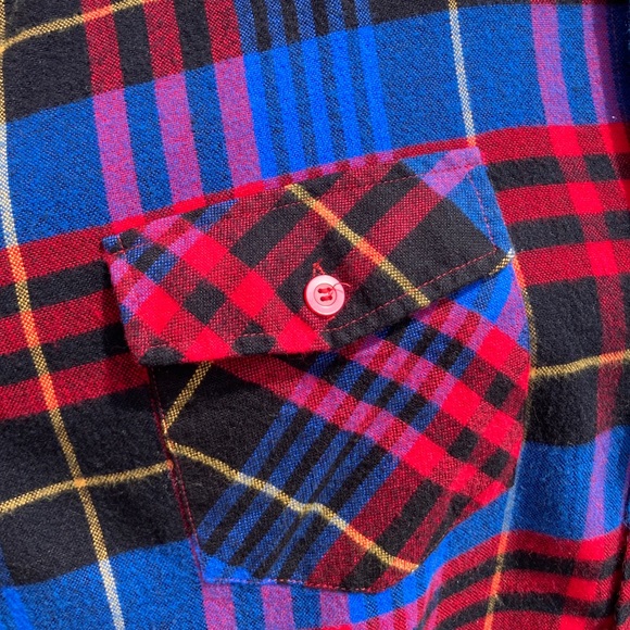 Vintage Electric Blue Plaid Flannel Shirt Pine Grove - Picture 7 of 16
